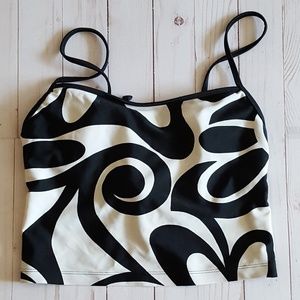Daffy Black & White Waterwear Swim Suit Top Size L